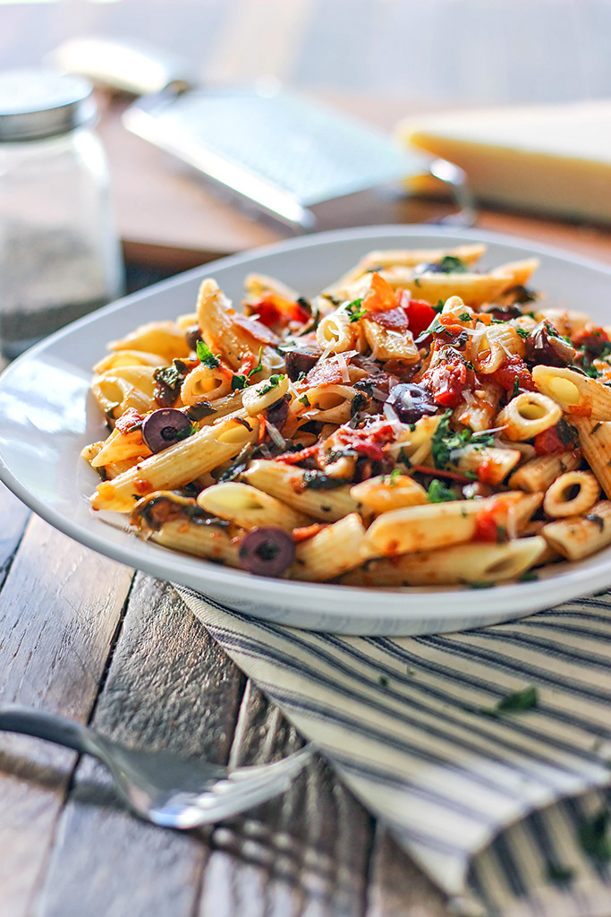 Pepperoni and Olive Penne Pasta