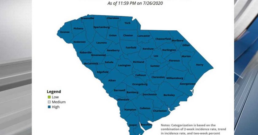 DHEC: Every county in SC experiencing ‘high’ recent COVID-19 activity – WYFF4 Greenville