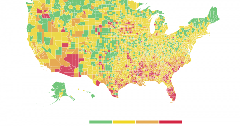 Where Are Coronavirus Cases Getting Worse? Explore Risk Levels County By County : Shots – Health News – NPR