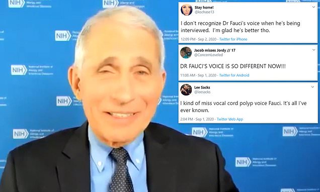 Dr Fauci sounds different after vocal cord polyp removal, Twitter users say – Daily Mail