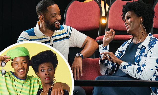 Will Smith and Janet Hubert laugh together in on-set photo for Fresh Prince Of Bel-Air reunion – Daily Mail