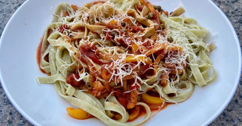 Fettuccine Pasta with Store Bought Tomato Sauce