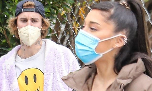 Justin Bieber and wife Hailey are joined by pop star pal Ariana Grande and her fiance Dalton Gomez – Daily Mail