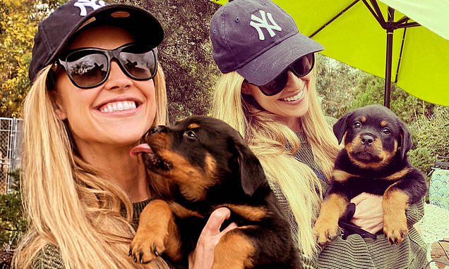 Christina Anstead shows off newest member of her family as she introduces Rottweiler puppy Biggie – Daily Mail