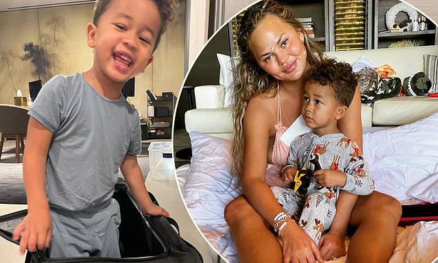 Chrissy Teigen says son Miles suffered his first fat lip pushing a toy car – Daily Mail