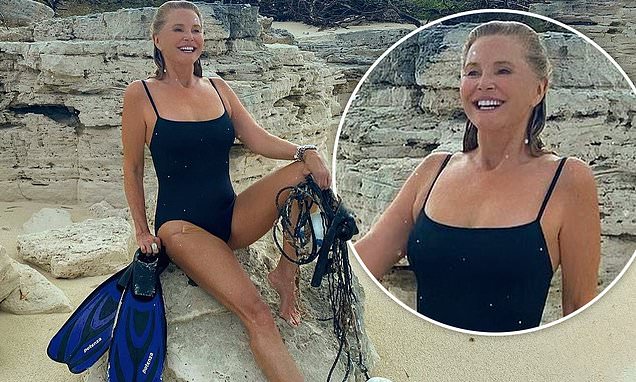 Christie Brinkley, 66, highlights her svelte physique in a black swimsuit in Turks and Caicos – Daily Mail