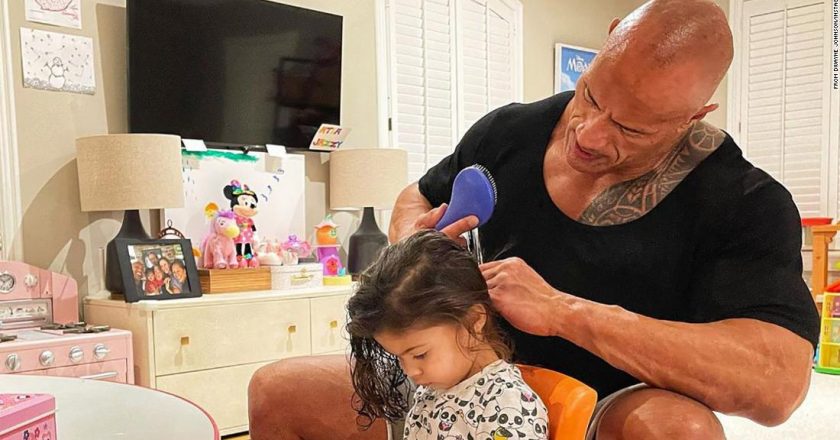 Dwayne Johnson shows off his hair skills in an adorable post with his 2-year-old daughter – CNN