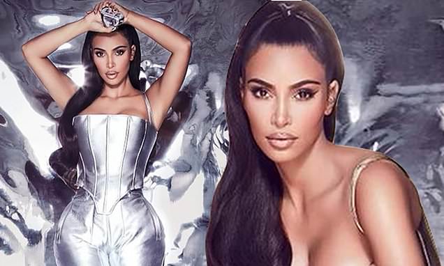 Kim Kardashian is a busty bombshell in electrifying metallic KKW ads – Daily Mail