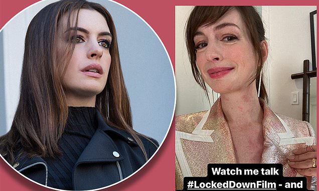 Anne Hathaway gets her first talk show hives of the year while promoting heist rom-com Locked Down – Daily Mail