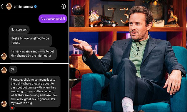 Texts reveal Armie Hammer complaining about being kink shamed by the internet – Daily Mail