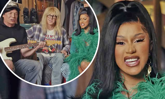 Waynes World stars gush over Cardi B and her shameless celebrity cameo in Uber Eats Super Bowl ad – Daily Mail