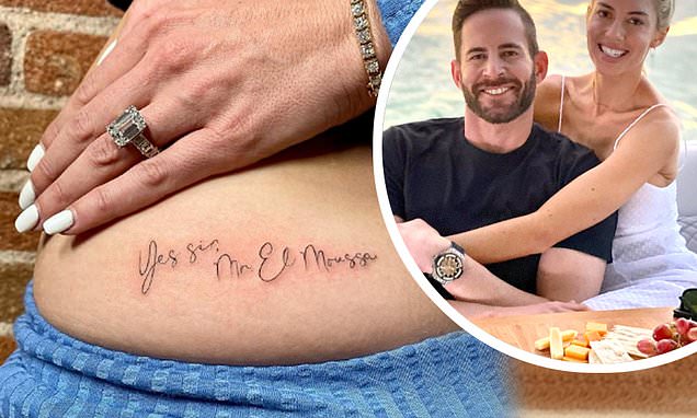 Selling Sunsets Heather Rae Young gets hip tattoo of fiancé Tarek El Moussas name – Daily Mail