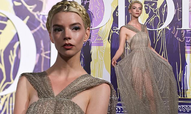 Anya Taylor-Joy wows in a semi-sheer gold dress at Dior fashion show in Athens – Daily Mail