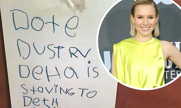 Kristen Bell shares hilarious threatening notes left by her youngest daughter Delta – Daily Mail