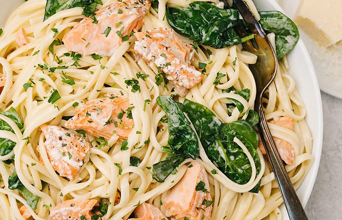 Creamy Salmon Pasta with Spinach