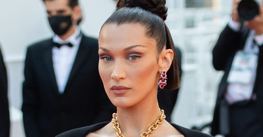 Bella Hadid covers breasts with golden lungs necklace at Cannes – Fox News