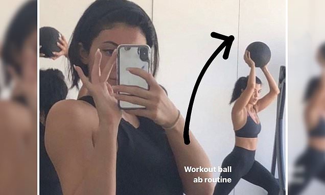 Kourtney Kardashian looks fit as she flashes her abs while working out with Kylie Jenner – Daily Mail