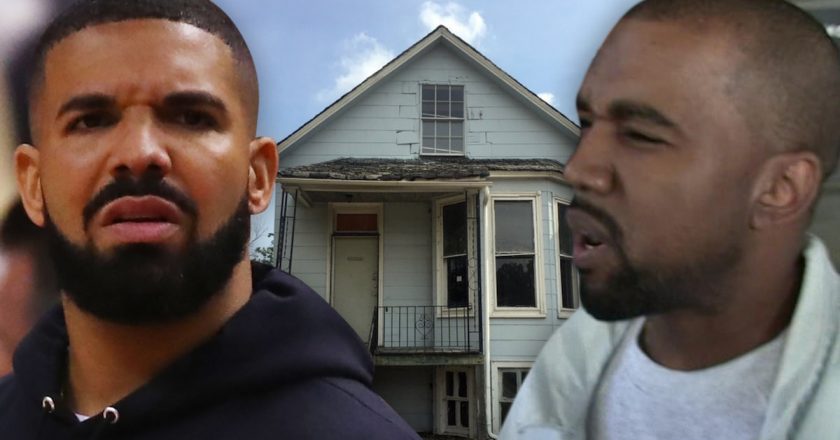 Drake Fans Vandalize Kanyes Childhood Home with Signs, Burnt Out – TMZ