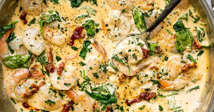 Creamy Garlic Tuscan Shrimp