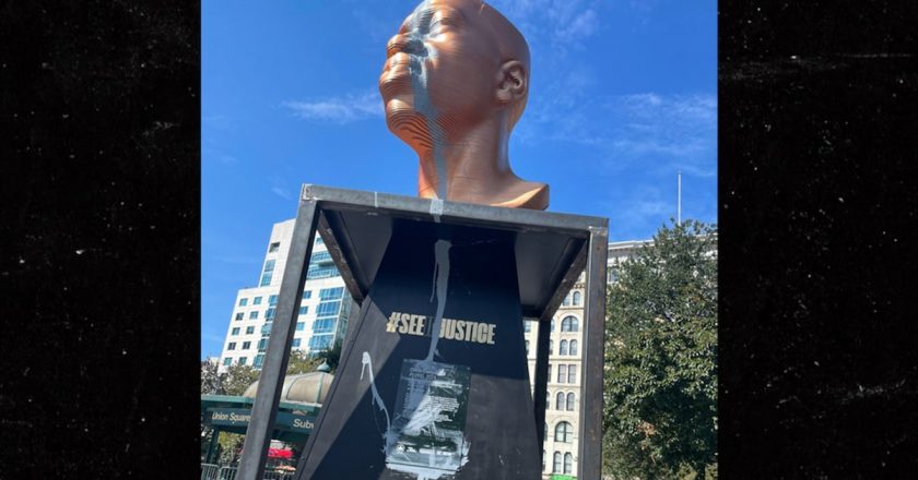 George Floyd Statue in Union Square Vandalized Day After its Unveiled – TMZ