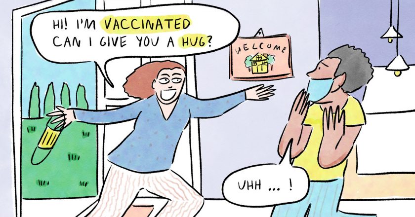 Can a vaccinated person hug another vaccinated person without risk? : Goats and Soda – NPR