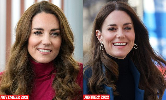 Kate Middleton debuts serious dark brown hair colour and toned down makeup – Daily Mail