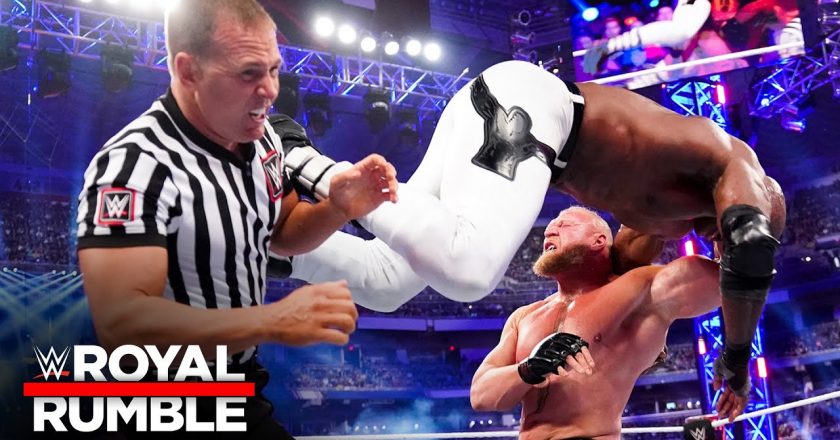 Brock Lesnars massive F-5 to Bobby Lashley wipes out the referee (WWE Network Exclusive) – WWE