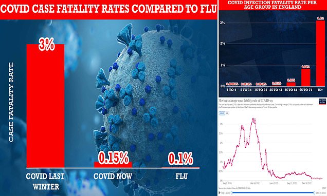 Omicron may be up to nearly 100 TIMES less deadly than seasonal flu, scientists believe – Daily Mail