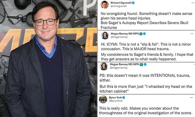 Bob Sagets head injury was so severe it was like hed been hit with a BASEBALL BAT, says doctor – Daily Mail