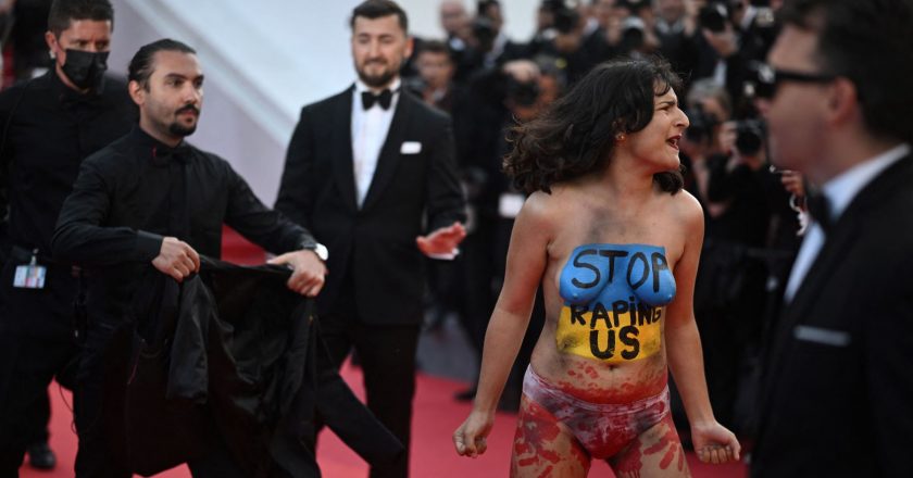 Woman Strips On Cannes Red Carpet To Protest Russian Rapes In Ukraine – HuffPost